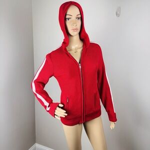 Ralph Lauren Active Red/White Hooded Zip Up Sweater Jacket Women's Size‎ Medium
